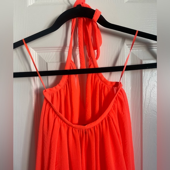 Vince Camuto Bright Orange Long Sleeve Halter Top - Picture 4 of 10